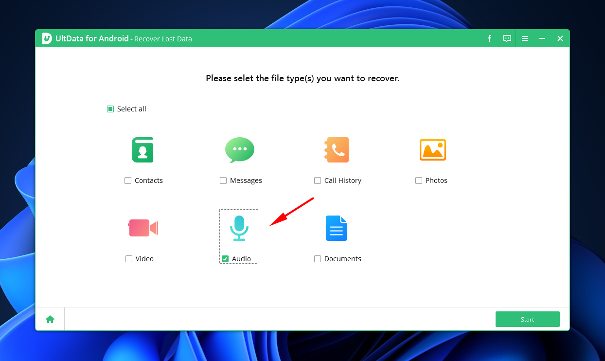 UltData Wiederherstellung von Audiodateien