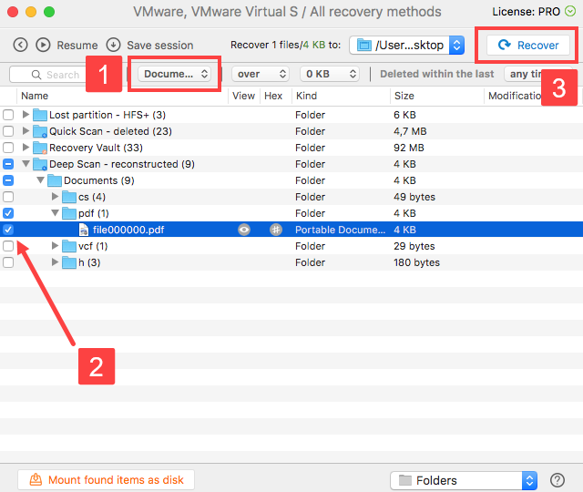 Recover Selected PDF Files on Mac