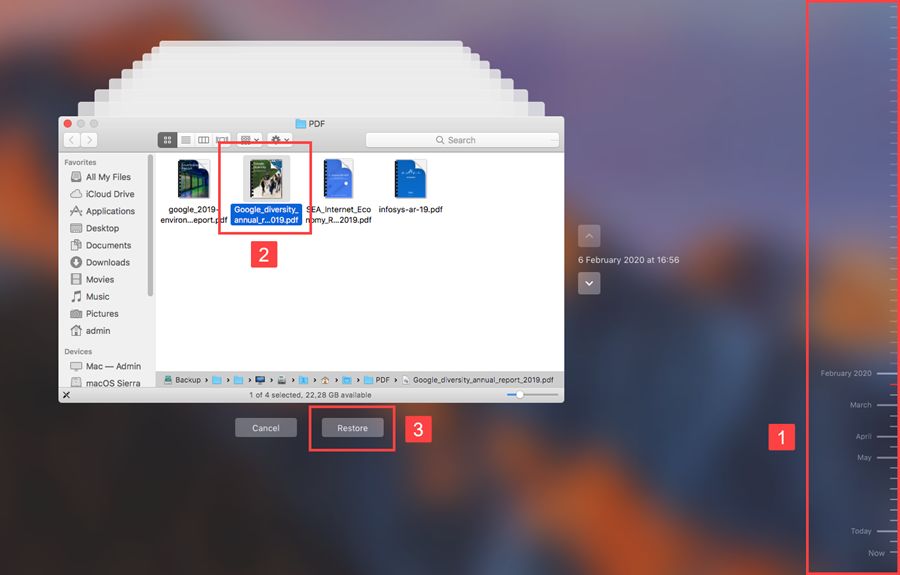 Restore a PDF with Time Machine