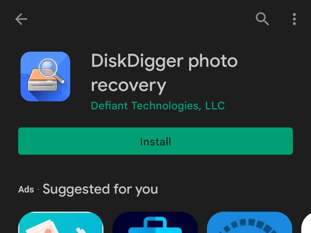 Installerar DiskDigger.