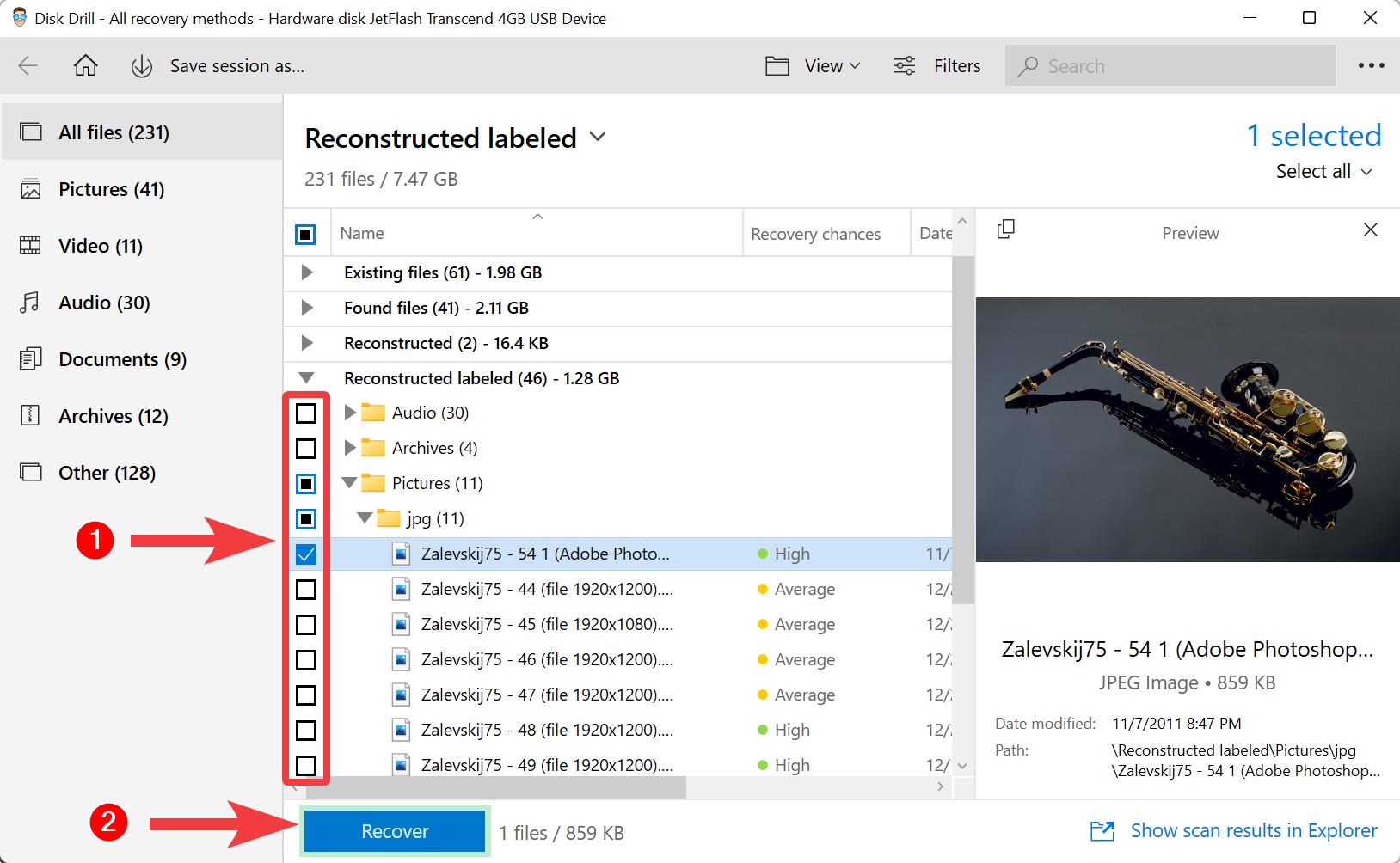 Recover files from USB drive