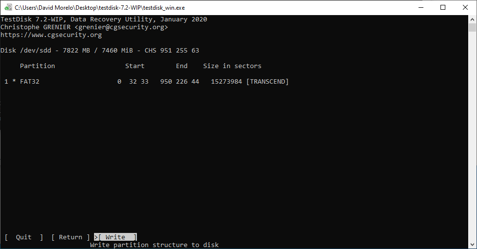 Write the new partition structure