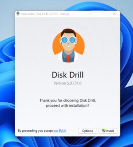 installera disk drill på dator