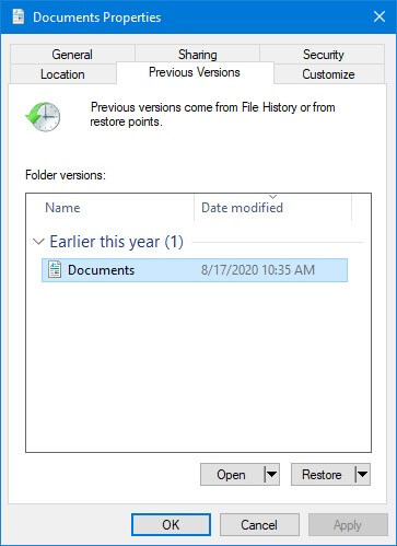 Recupera la versione precedente del file Excel