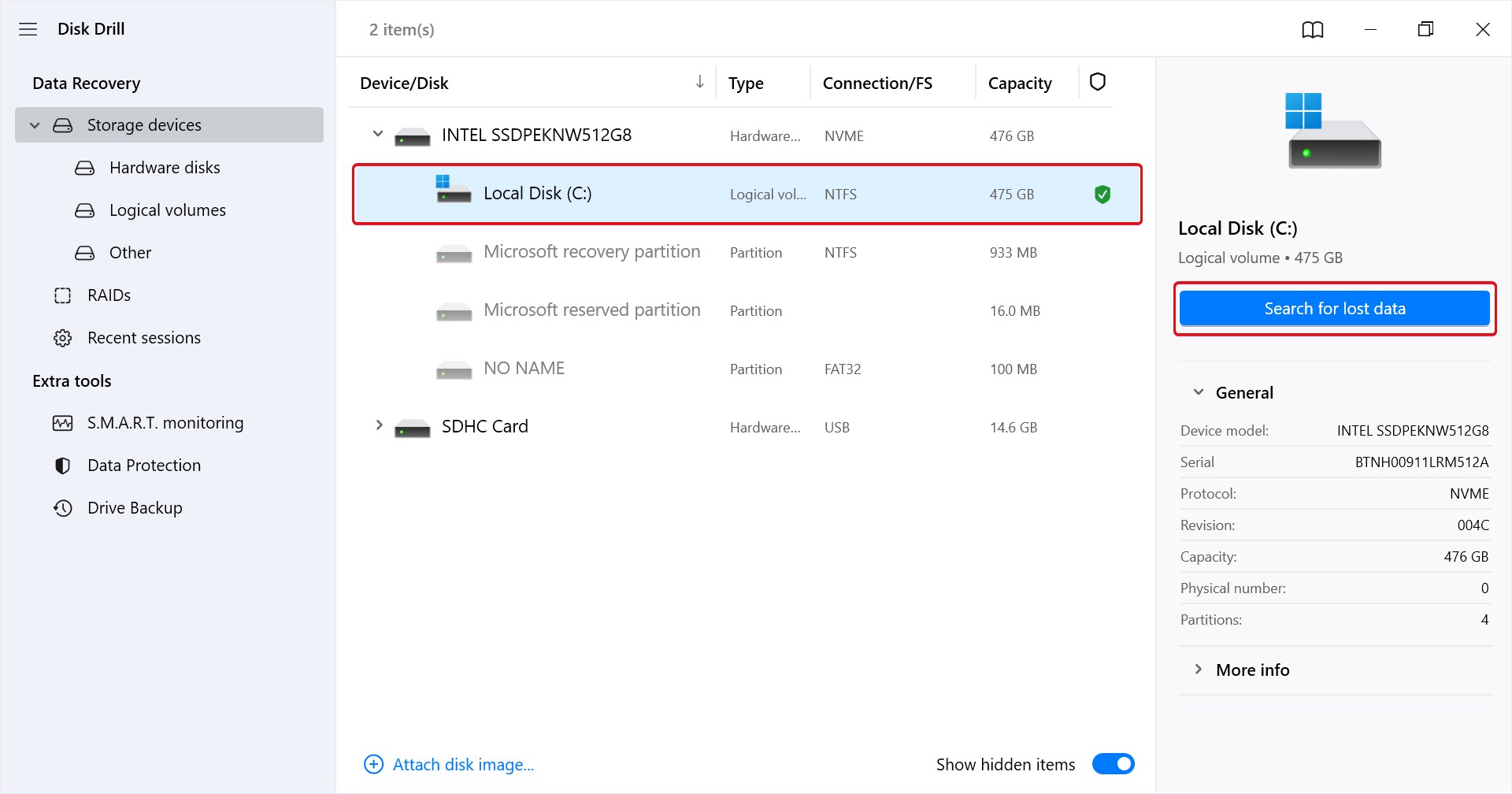 select the formatted drive