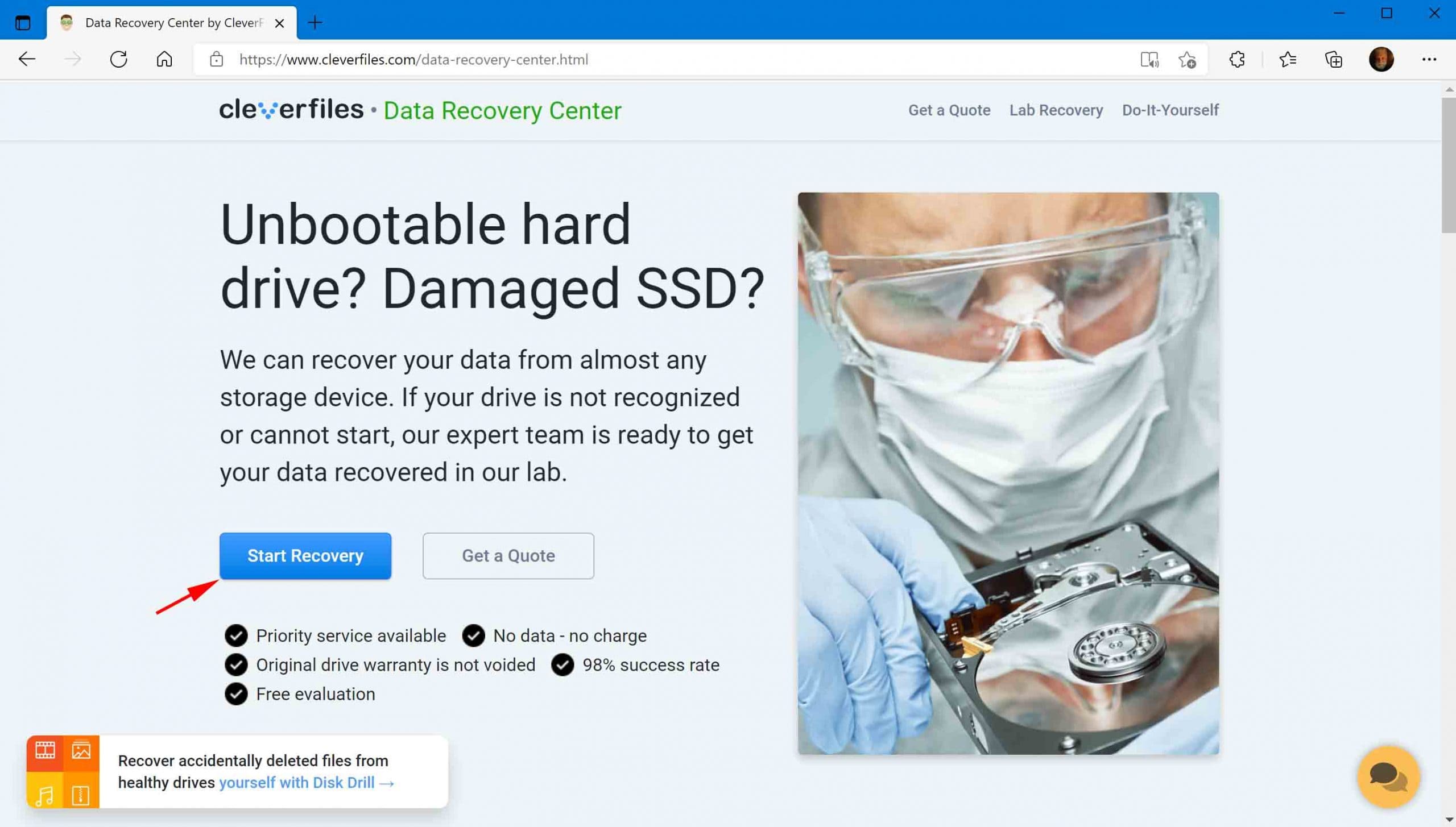 Go to the Data Recovery Center and click Start Recovery