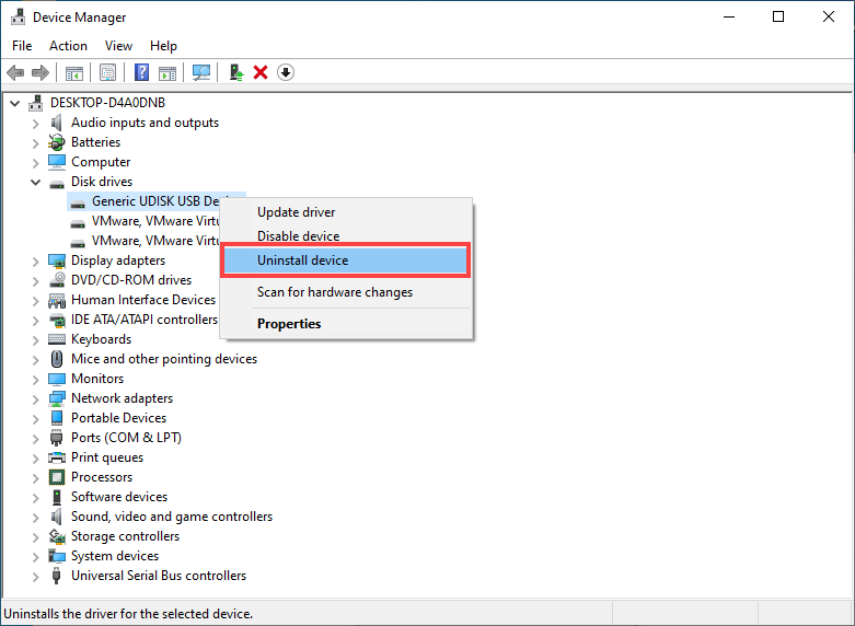 administrador de dispositivos desinstalar dispositivo - destacar