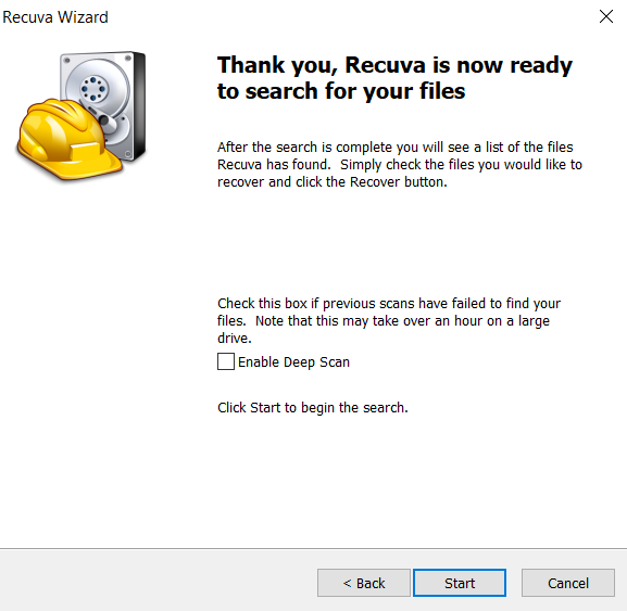 Recuva Wizard Ready