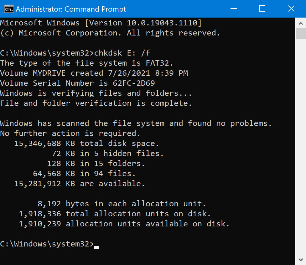 usar comando chkdsk no prompt de comando