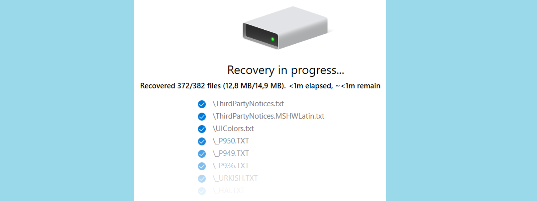 recovery progress status on disk drill