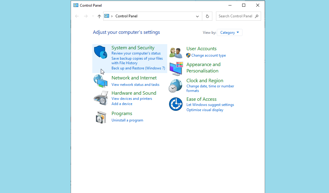 opening system and security from the control panel