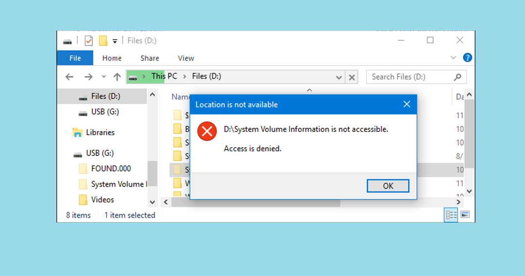 access denied on system volume information