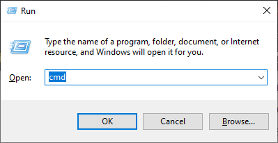 Pressing win+r to bring the run dialog box to open command prompt