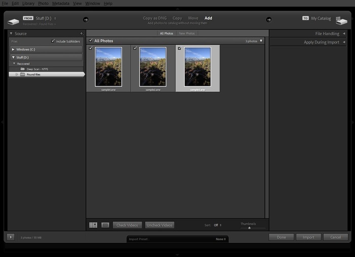 lightroom select files