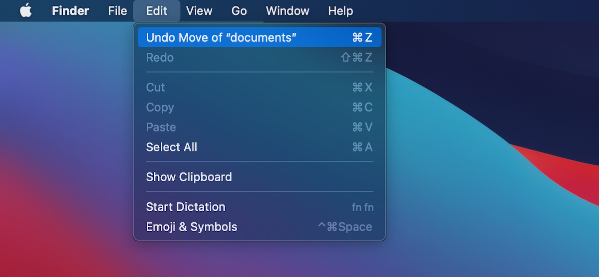 在Mac上撤销文件夹移动