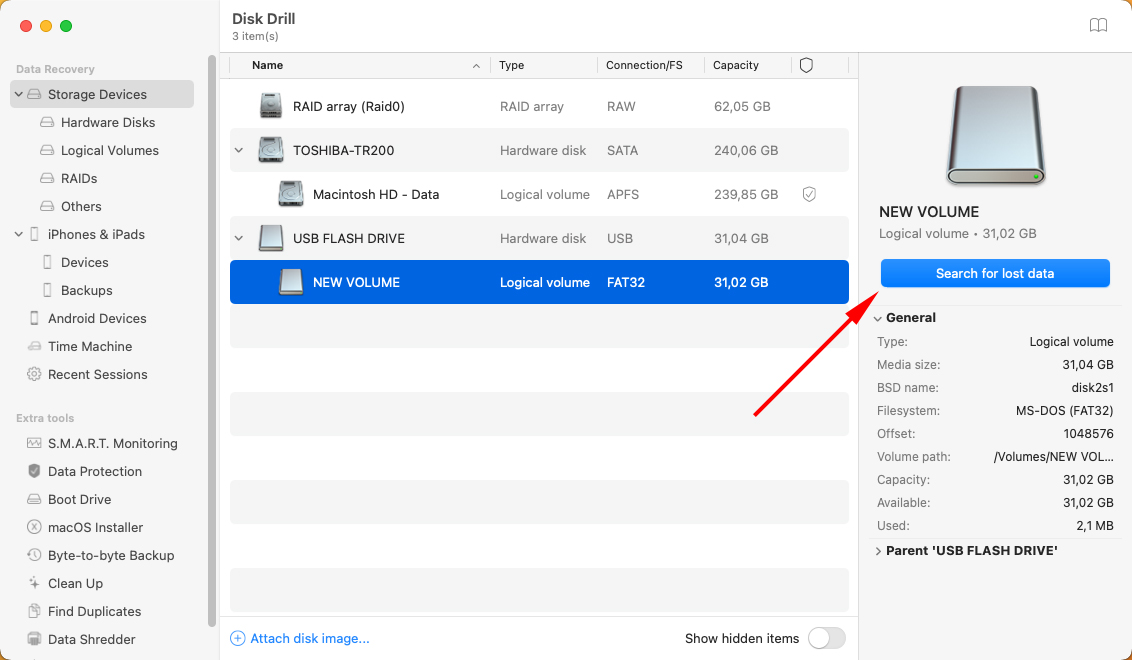 select mac hard drive from list