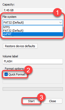 flash sürücüyü biçimlendirme