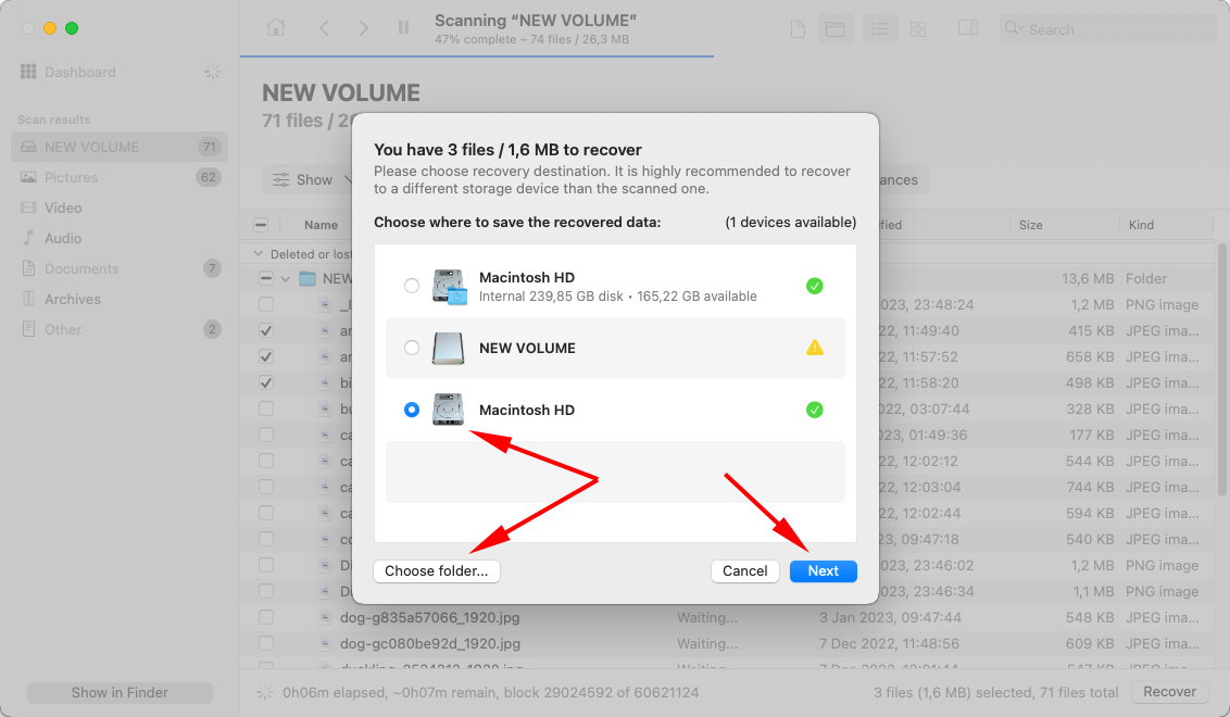 saving recovered files disk drill Mac