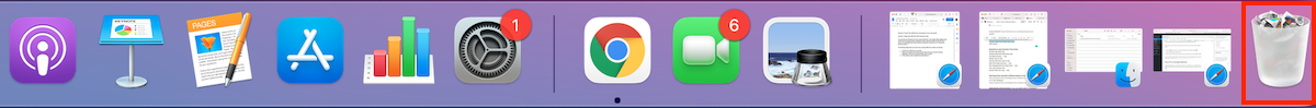 como localizar a lixeira no dock Mac