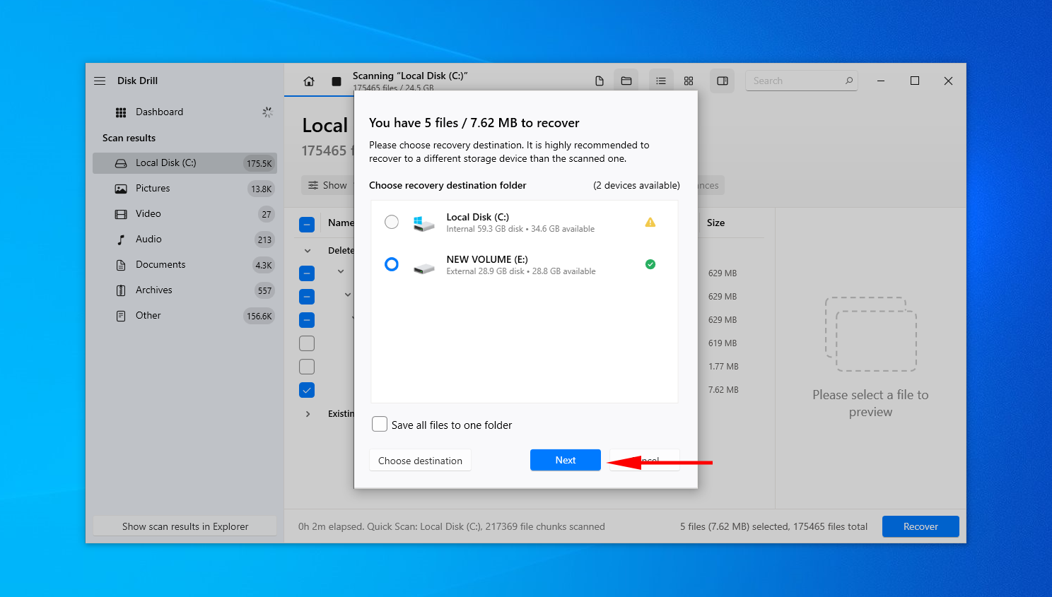 Disk Drillでの回復の最終化。