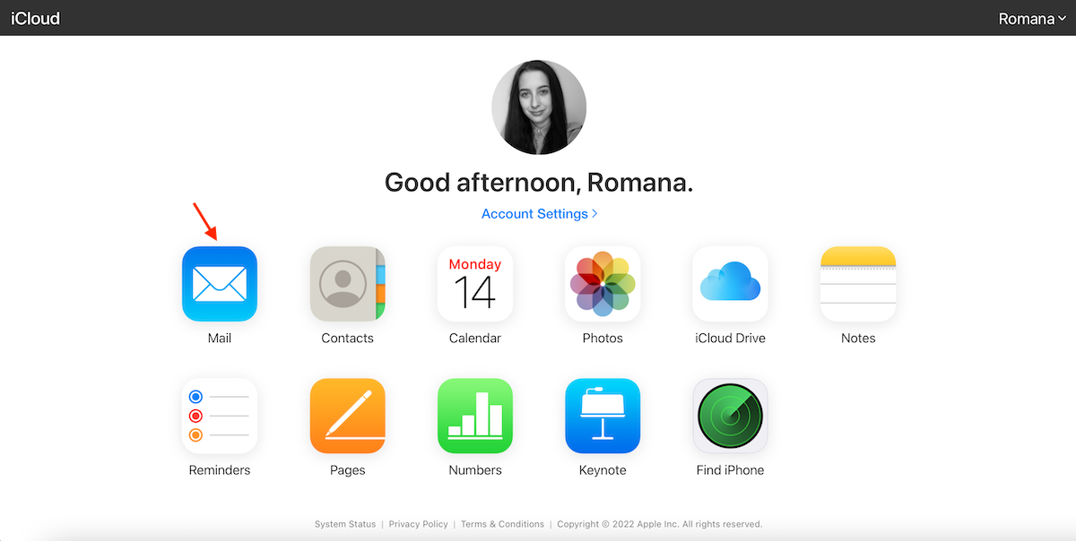 otwórz pocztę iCloud na Macu