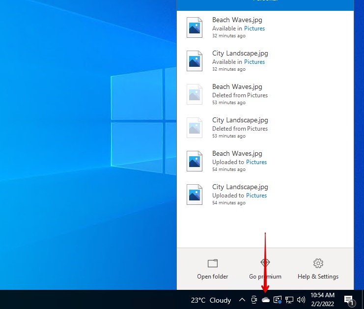 Opening OneDrive.