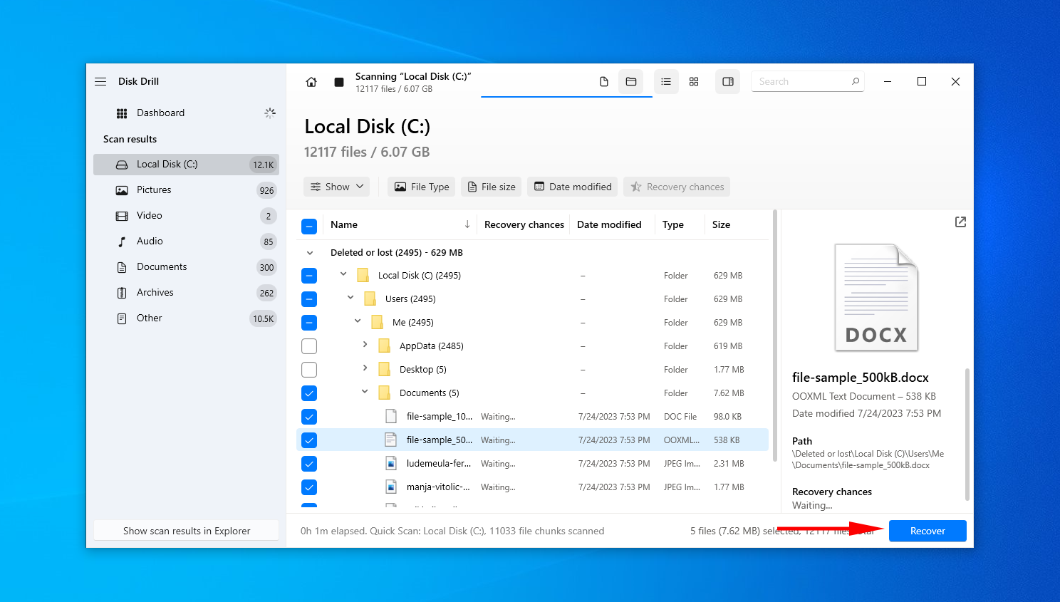 Återställer data med Disk Drill.