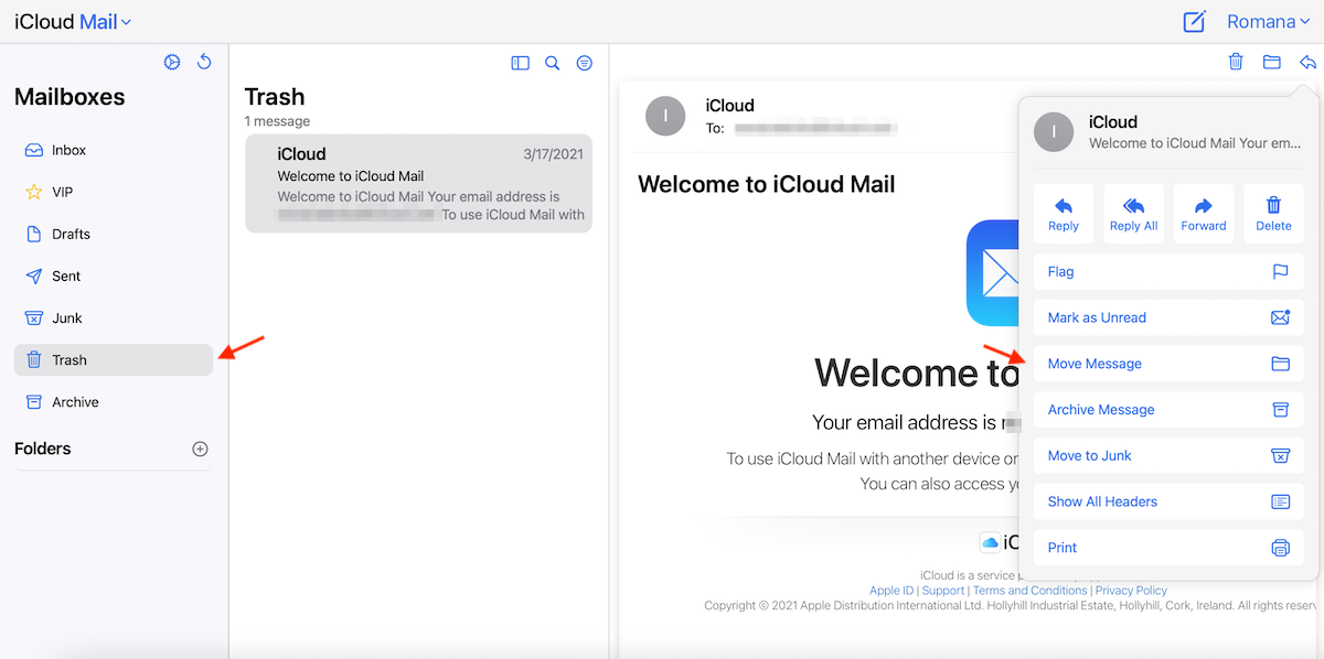 cómo recuperar un correo electrónico de iCloud eliminado en Mac