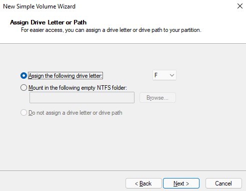 assigning a drive letter