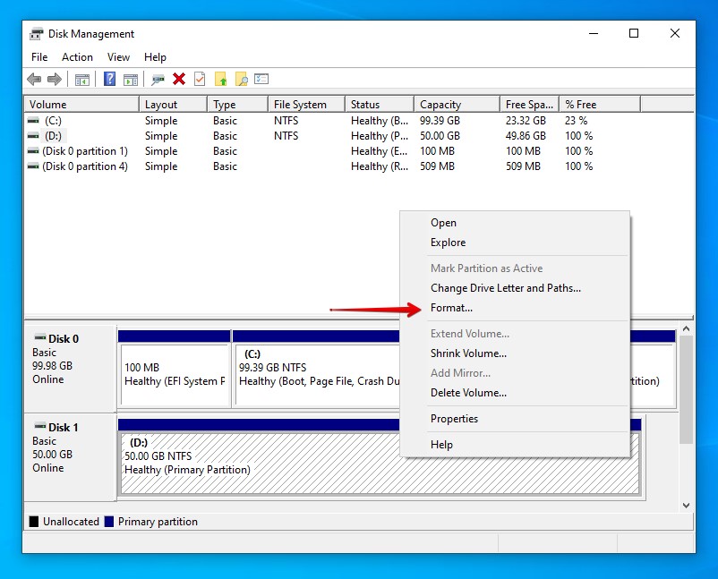 Formatting the external hard drive.