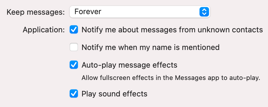 keep messages settings mac