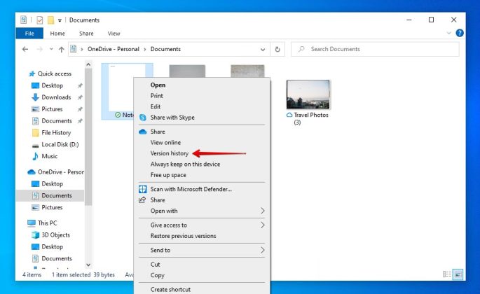 onedrive view previous versions