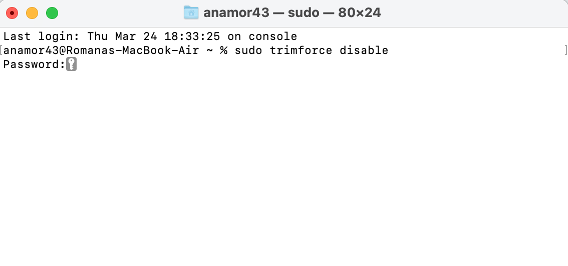 terminal disable trim on mac