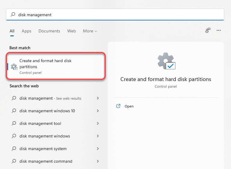 opening disk management