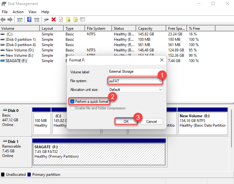 formatting external storage