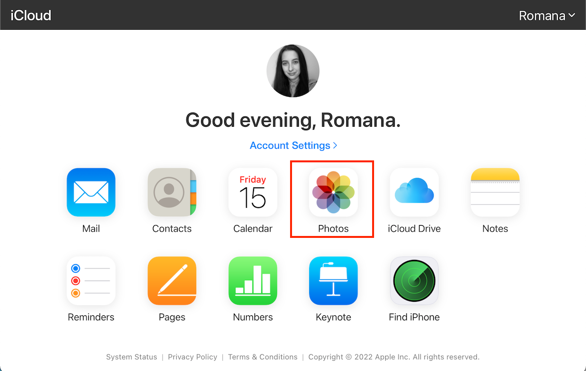 cartella foto su icloud