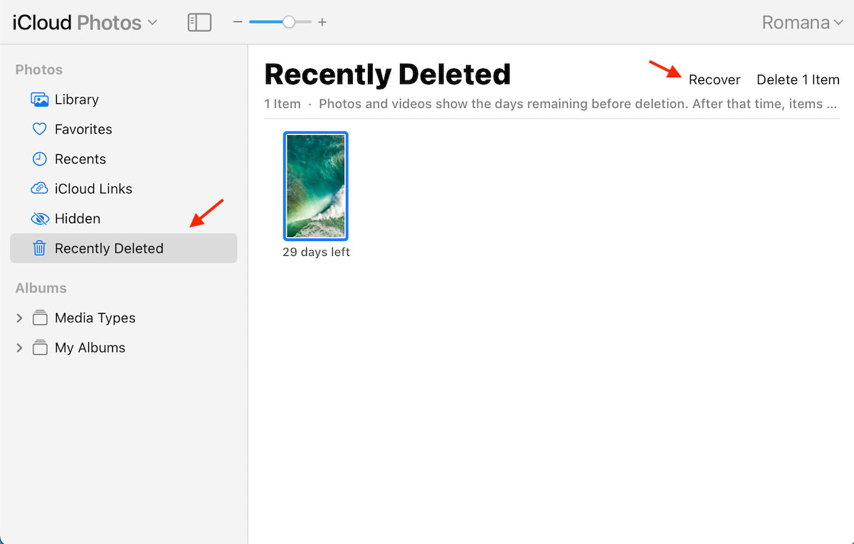 recover photos icloud