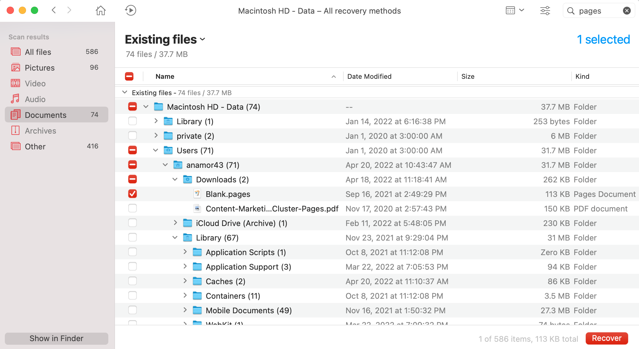 gjenopprette Pages-fil via disk drill mac