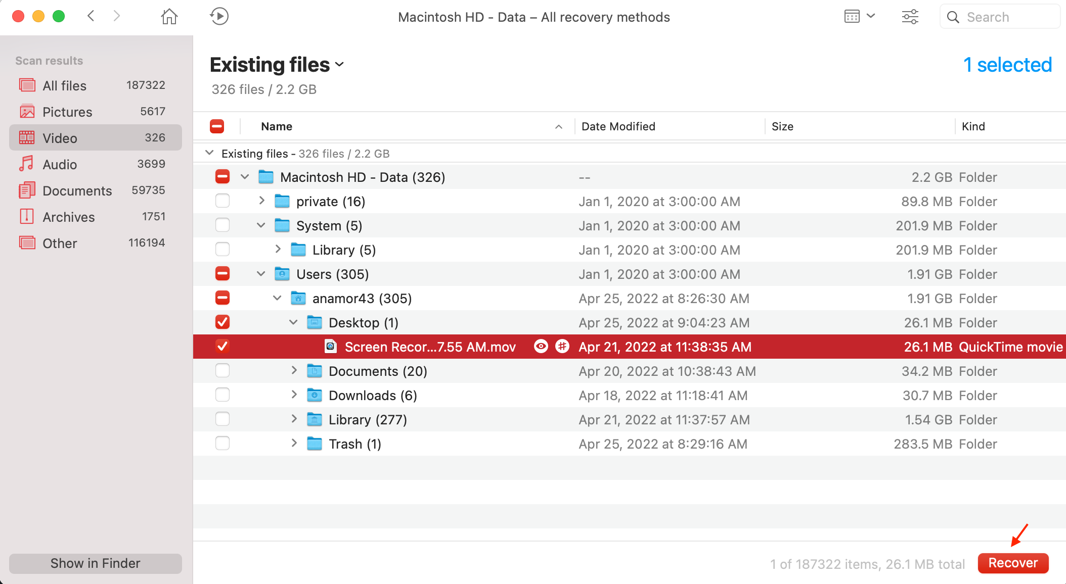 recover screen recording disk drill