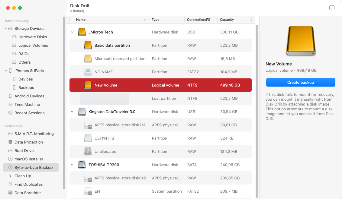 byte-to-byte backup external hdd