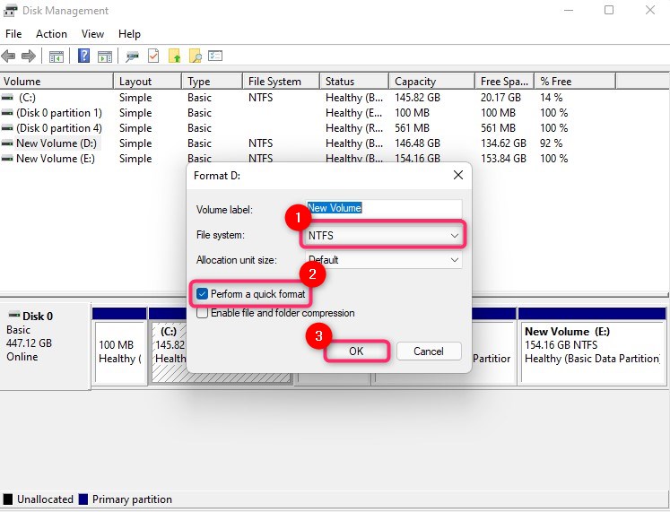 formatting the drive