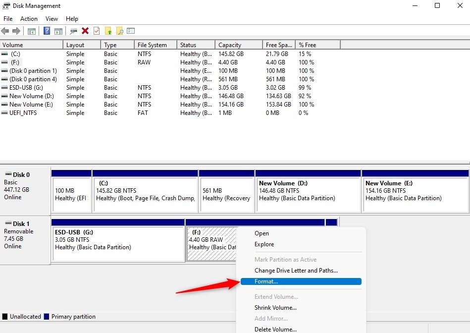 formaterar RAW-disk