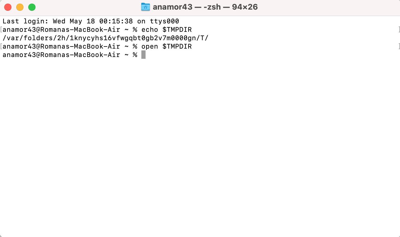 terminal temp folder mac
