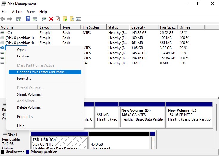 changing drive letter on windows