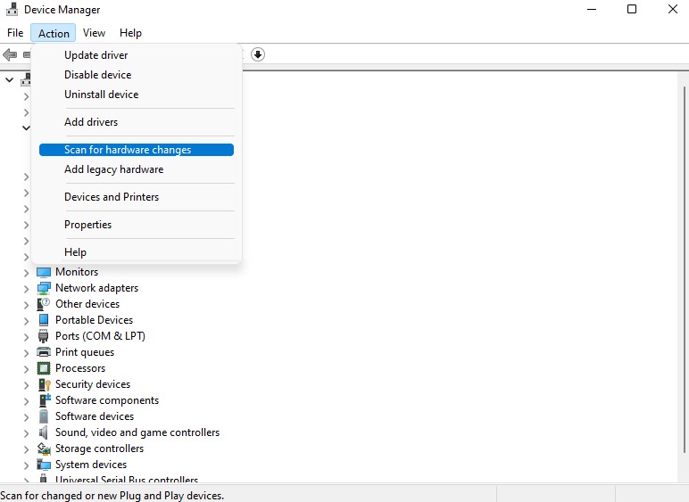 reinstalling device driver on Windows