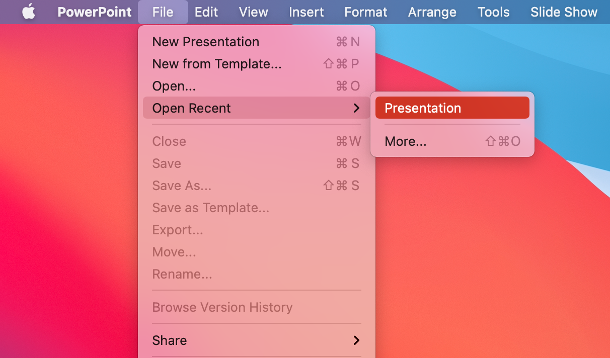 open recent mac powerpoint