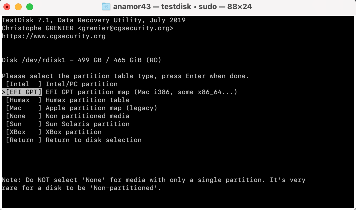 partition type testdisk mac