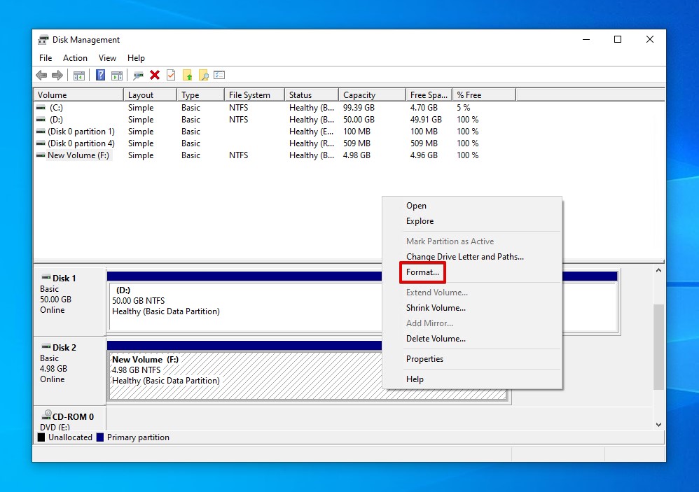 Formatting the external hard drive.