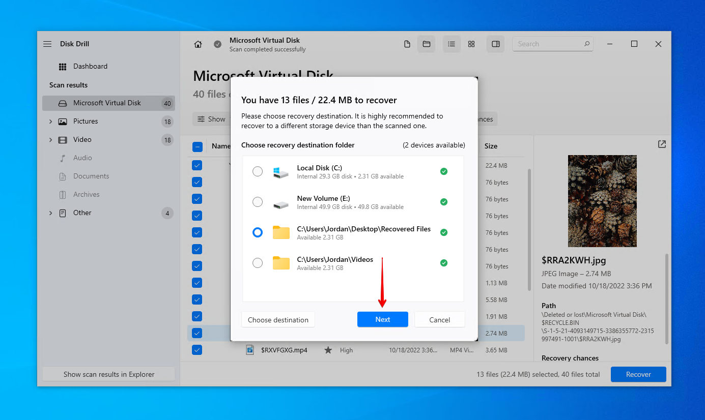 Finalisation de la récupération avec Disk Drill.