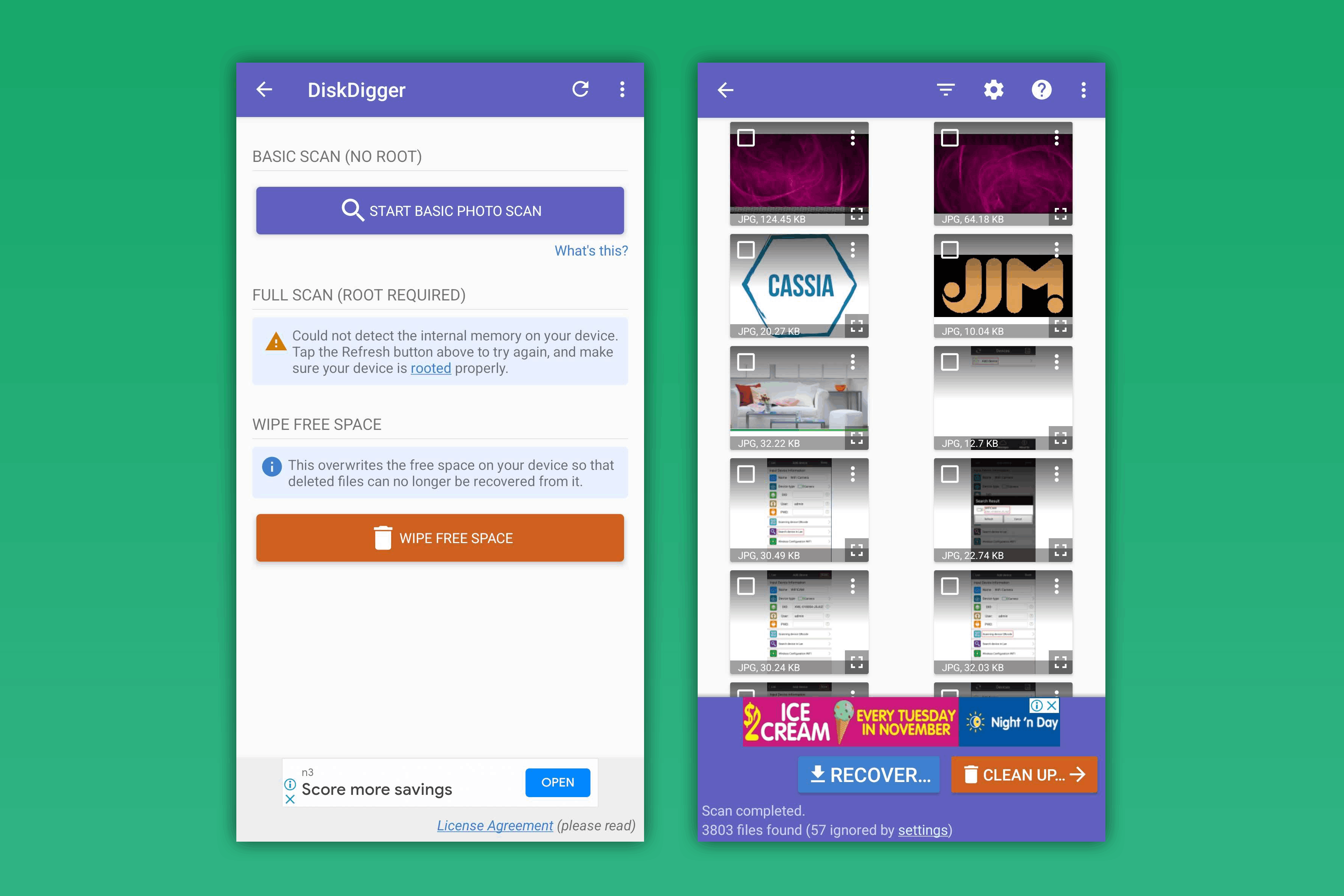 DiskDigger interface.